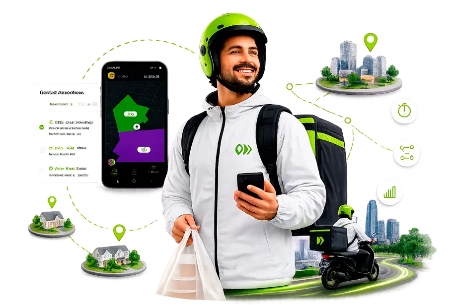 Entregador da Trego com app, mapa e rede de entregas